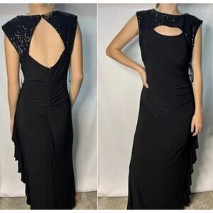 NWT R&M Richards Black Formal Full Length Dress 6P
